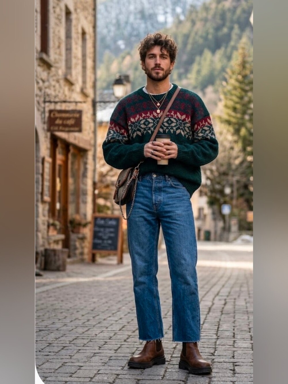 Wool Eddie Bauer Legends Green Fair Isle Nordic Sweater Oversized Chunky Knit